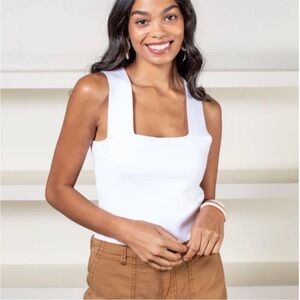 525 America White Square Neck Tank Top